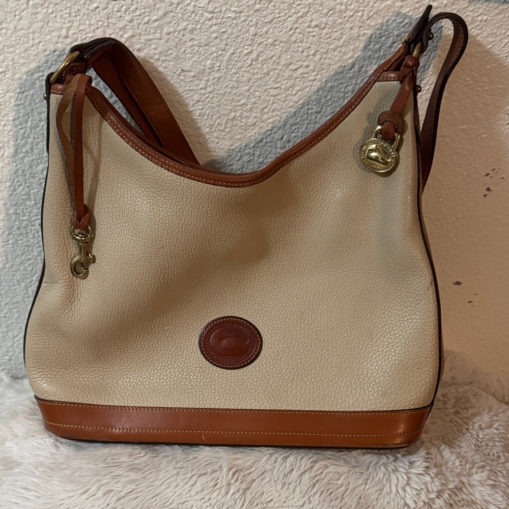 Dooney & Bourke Tan and Brown Leather Hobo Bag